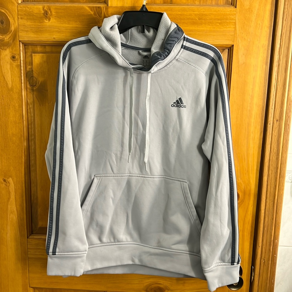 Adidas Men’s M Climawarm hoodie Light/dark gray.